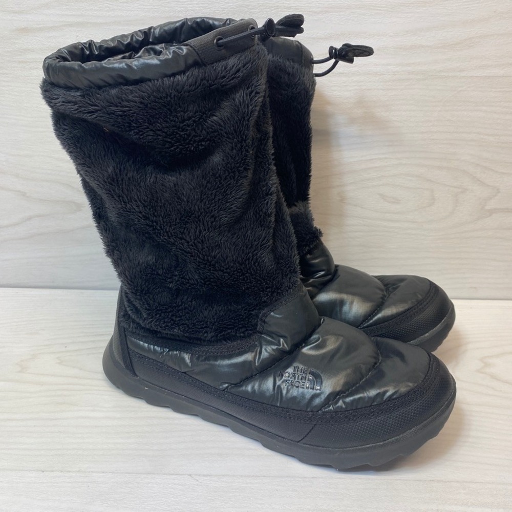 The North Face Womens 8 ThermoBall Bootie Faux Fur Winter Snow Boots Black Nylon